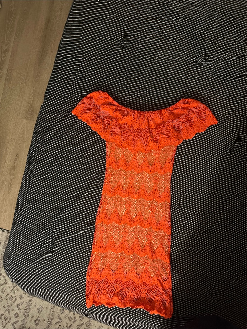 Nightcap Vibrant Orange One-Shoulder Lace Dress